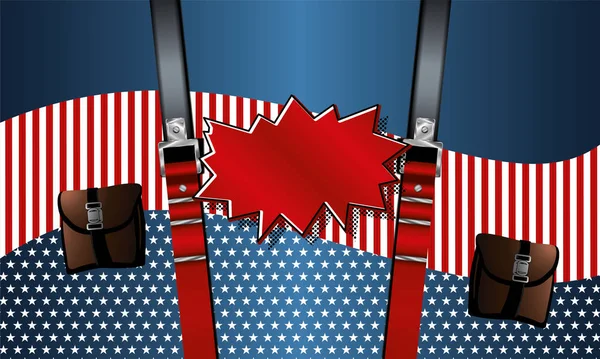 Box mit amerikanischer Flagge und Hosenträgern — Stockillustration Box Mit Amerikanischer Flagge Und Hosenträgern — Stockvektor