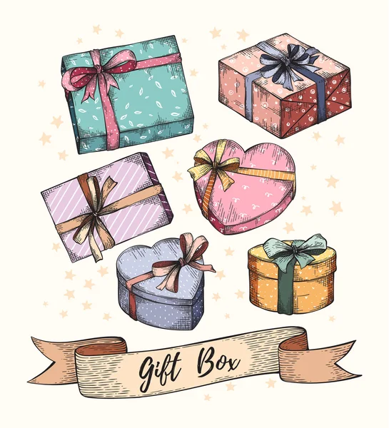 Collezione scatole regalo — Vettoriale Stock
