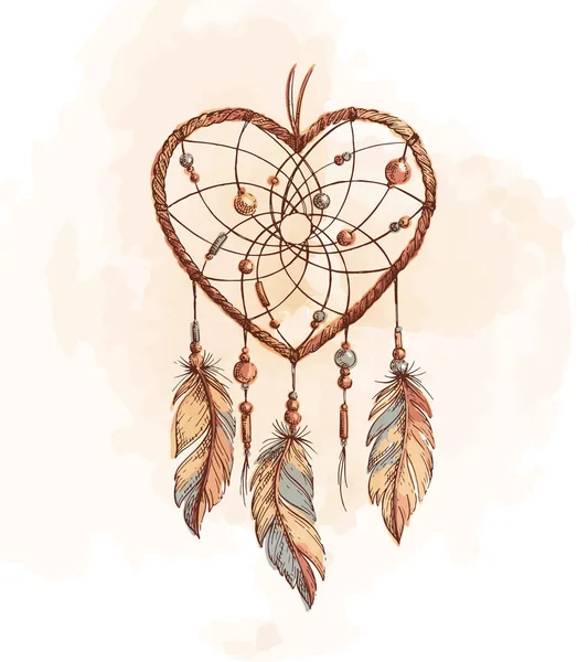 Dreamcatcher Cuore illustrazione — Vettoriale Stock