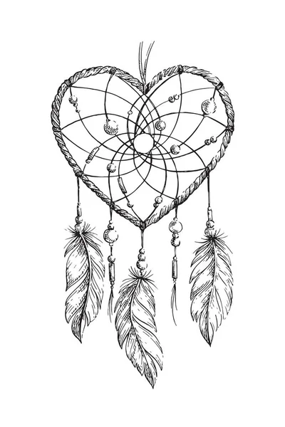 Dreamcatcher Cuore illustrazione — Vettoriale Stock