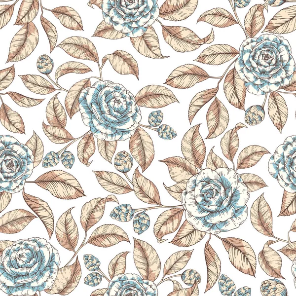 レトロな花のシームレスなパターン — ストックベクタ