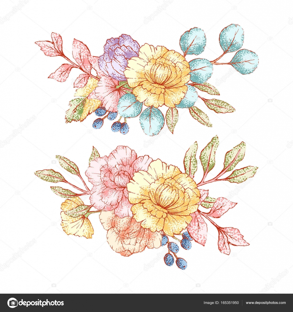 Vintage Floral Bouquets — Stock Vector © JalloM 165351950