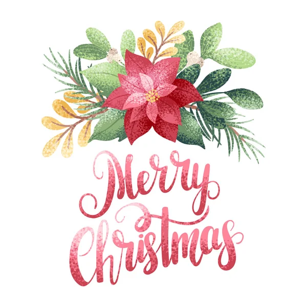 Merry Christmas Poinsettia — Stockvector