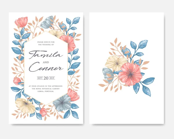 Tarjeta de invitación de boda — Vector de stock