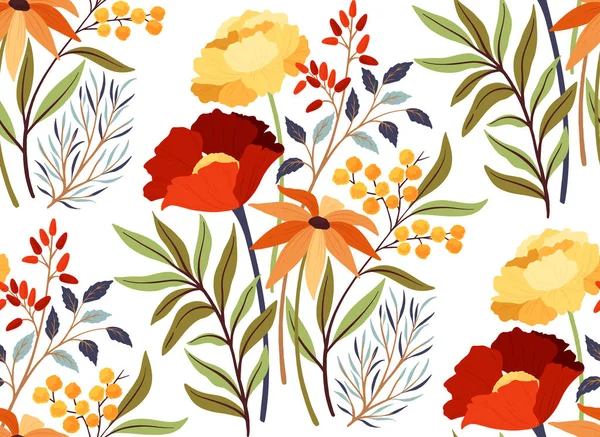 Seamless pattern with poppies flowers — Stock Vector