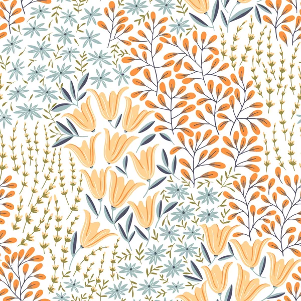 野生の花とのシームレスなパターン — ストックベクタ