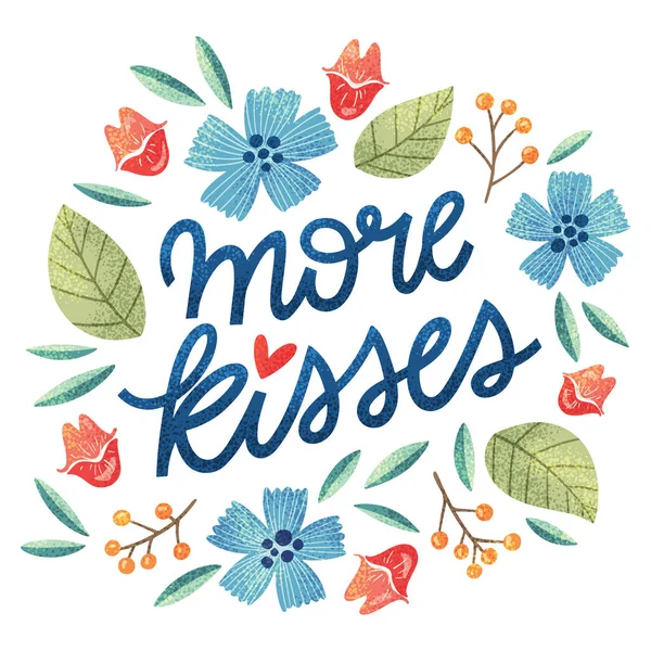 More kisses fun lettering wreath — ストックベクタ