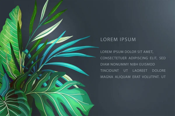 Tropical leaves Banner Concept — Stok Vektör