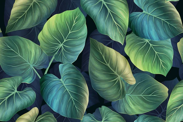 Trendiga tropiska blad sömlöst mönster — Stock vektor
