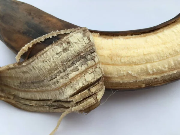 Makró Felvétel Egy Érett Hámozott Sötétített Banánról Absztrakt Művészet Minimalizmus — Stock Fotó