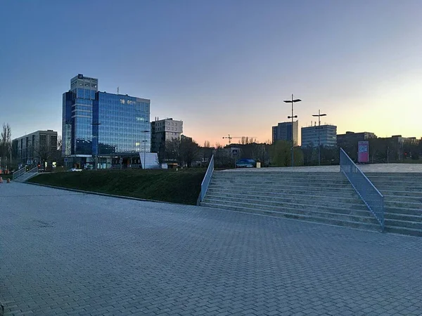 Panorama Della Città Donetsk Grattacieli Vetro Parco Del Lenin Komsomol — Foto Stock