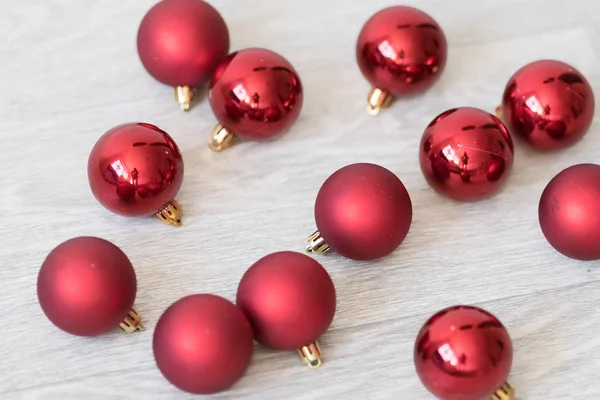 Christmas Decoration Celebration Xmas Red Balls New Year Preparations White — Stock Photo, Image