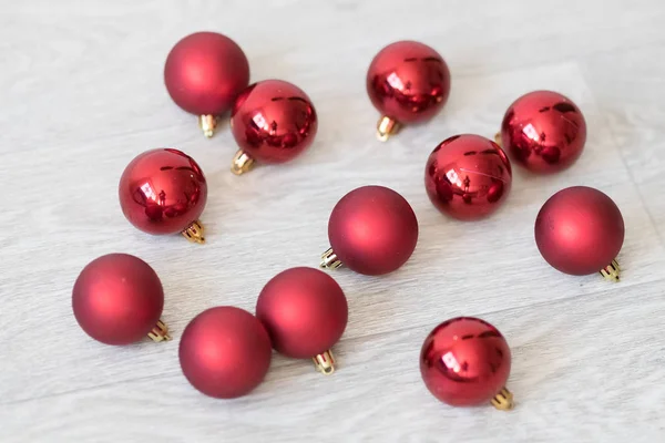 Christmas Decoration Celebration Xmas Red Balls New Year Preparations White — Stock Photo, Image