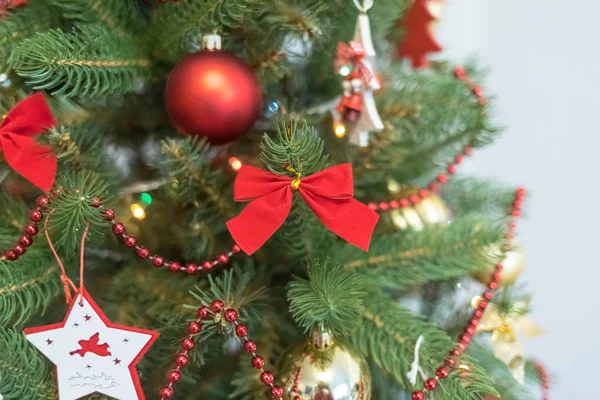 Christmas Decoration Celebration Christmas Tree Xmas Red Gold Balls New — Stock Photo, Image
