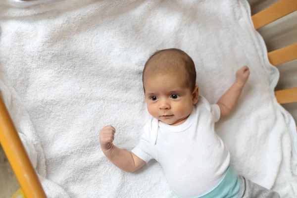 Newborn Baby Little Boy White Clothes Beautiful Portrait Toddler Big — Stock Photo, Image