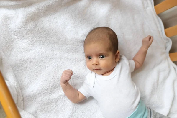 Newborn Baby Little Boy White Clothes Beautiful Portrait Toddler Big — Stock Photo, Image