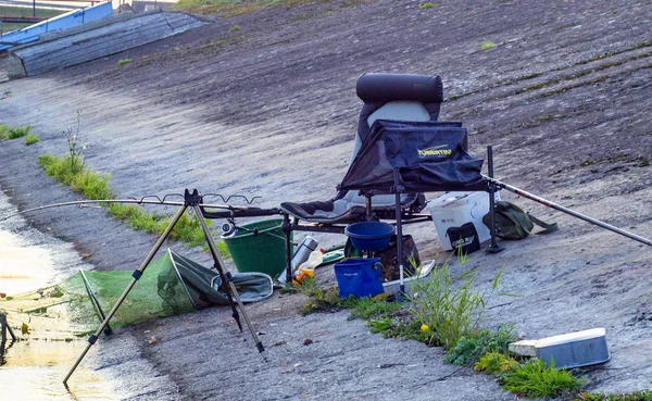 Silla Pescador Lago Región Minsk Bielorrusia Noviembre 2019 —  Fotos de Stock