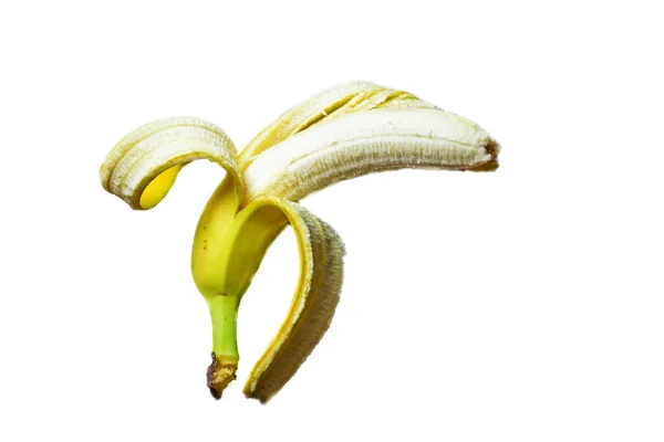 Geschilde Banaan Gepeld Geïsoleerd Een Witte Achtergrond — Stockfoto