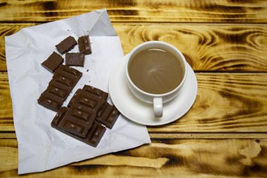 Chakolad kahvesi, üst görünüm, seçici odak