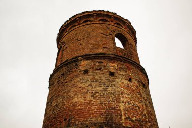Terk edilmiş bina, tarladaki duvarın kalıntıları. Sığ alan derinliğine sahip seçici odak, sıcak filtre