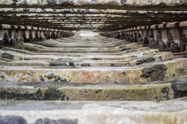 Old Abandoned Railroad Rails Sleepers Piled Large Piles — 스톡 사진