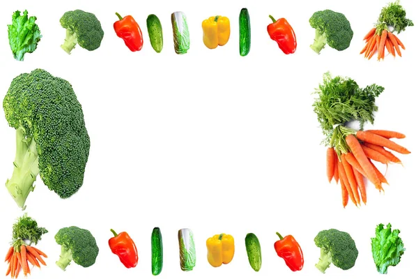 Färska Grönsaker Isolerade Vit Bakgrund — Stockfoto