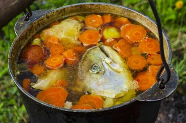 Balıkçılık sonrası taze balık çorbası.