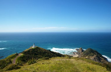 View over the Lighthouse towards the Tasman Sea Northland Cape Reinga New Zealand clipart