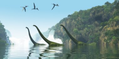 Mamenchisaurus dinozor sisli gün