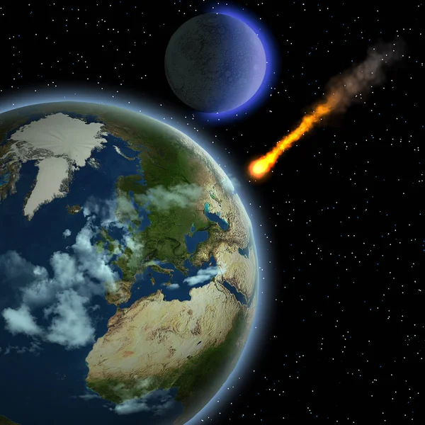 Meteor-Katastrophe auf der Erde — Stockfoto