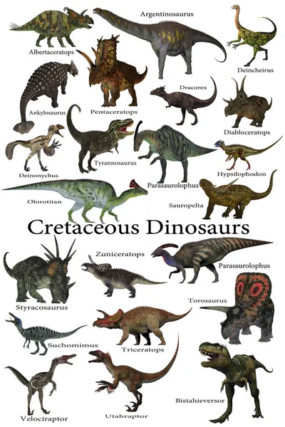 Cretaceous Dinosaurs Collection — Stock Photo, Image