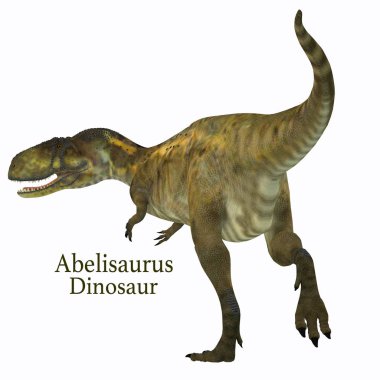 Abelisaurus dinozor kuyruk yazı tipi ile