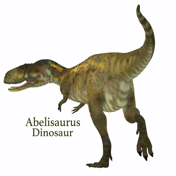 Abelisaurus Dinosaurierschwanz mit Schrift — Stockfoto