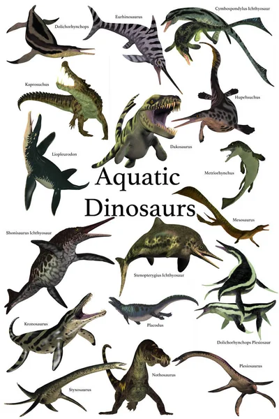 Collezione di dinosauri acquatici — Foto Stock