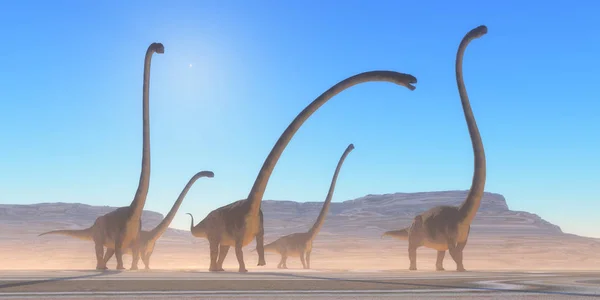 Omeisaurus dinoszaurusz sivatagban — Stock Fotó