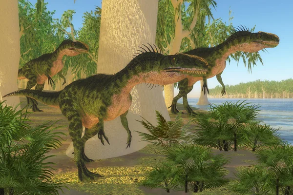 Dinosauri Monolophosaurus preistorici — Foto Stock