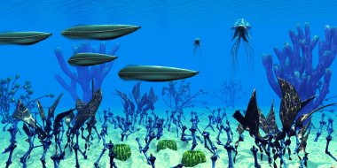 Cambrian Seas with Pikaia clipart