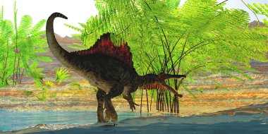 Akıntı yakınında Spinosaurus Dinozoru