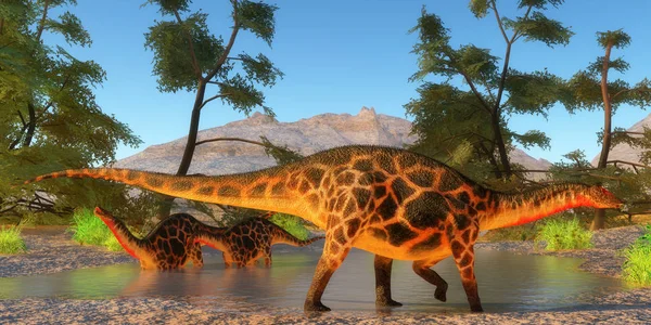 Jurassic Dicraeosaurus Herd — Stock Photo, Image