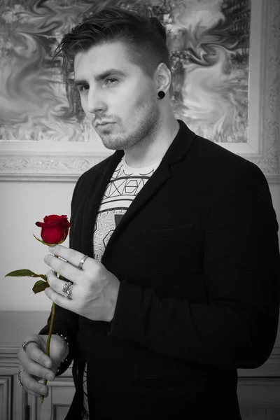 Man with a Rose — Stock Photo, Image
