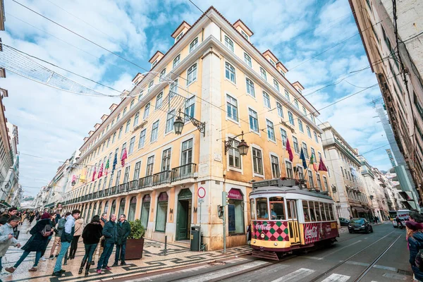 Lissabon Portugal Januari 2019 Vägkorsning Lissabons Historiska Centrum Portugal Den — Stockfoto