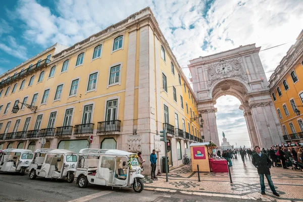 Lissabon Portugal Januari 2019 Rua Augusta Triumferar Arch Lissabons Historiska — Stockfoto