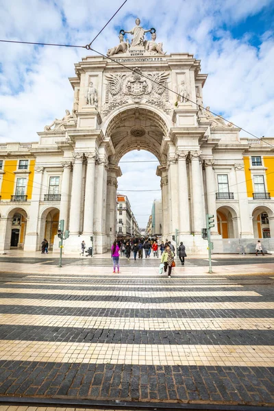 Lissabon Portugal Januari 2019 Rua Augusta Triumferar Arch Lissabons Historiska — Stockfoto