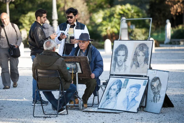 Rome Italië Januari 2016 Portraitistische Straat Ontwerper Gezichten Straat Rome — Stockfoto