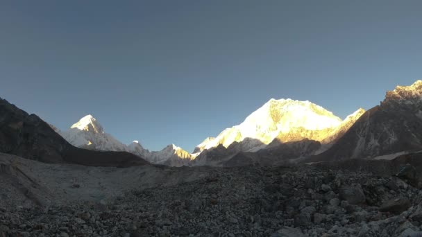 Nuptse and Pumori Mountains at Sunset. Himalaya, Nepal — Stock Video
