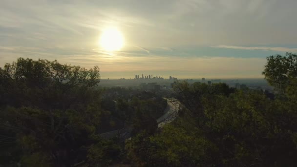 Paisaje urbano de Los Ángeles al amanecer. California, Estados Unidos. Vista aérea — Vídeos de Stock