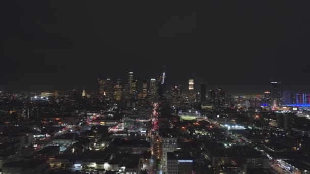 Los Angeles City om natten. Californien, USA. Luftvisning – Stock-video
