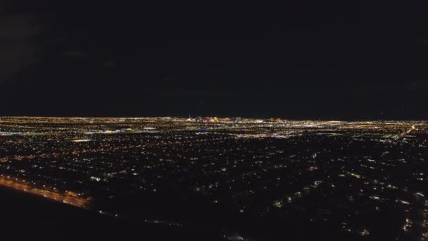 Gece Las Vegas Şehir Manzarası. Nevada, Usa. Hava Görünümü — Stok video