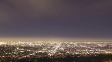 Gece vakti Los Angeles Skyline. Kaliforniya, Usa