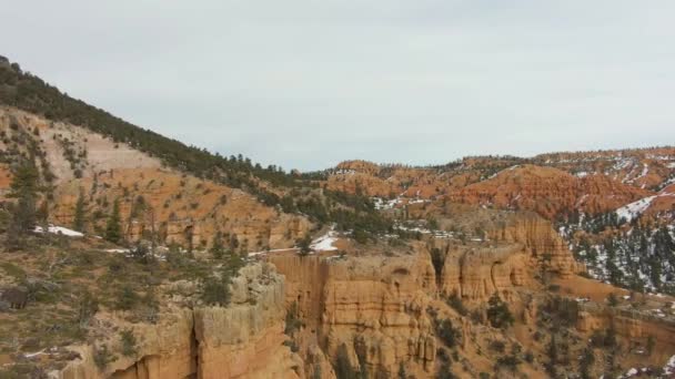 Cañón Rojo el Día de Invierno. Bosque Nacional Dixie. Utah, Estados Unidos. Vista aérea — Vídeo de stock